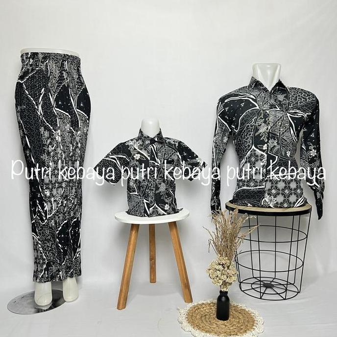 DY77 - Couple Batik Ibu Anak Dan Ayah Couple Keluarga Couple Family Couple Kemeja Panjang Rok Pliske