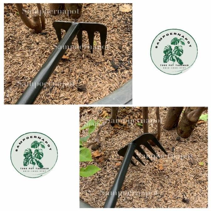 garpu besi gagang kayu untuk garukan tanah berkebun - GARPU TANAH