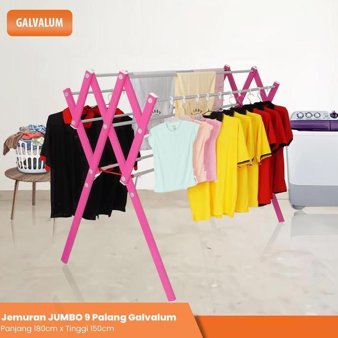 JEMURAN BESAR GALVALUM Jemuran Pakaian Baju Besar Giant 9 Palang