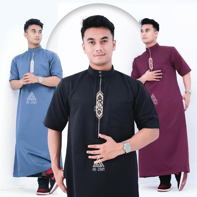 Termurah  Jubah Pria Muslim Reguler Jubah Gamis Pria Lengan Pendek Bordir Busana Muslim Baju Jubah M