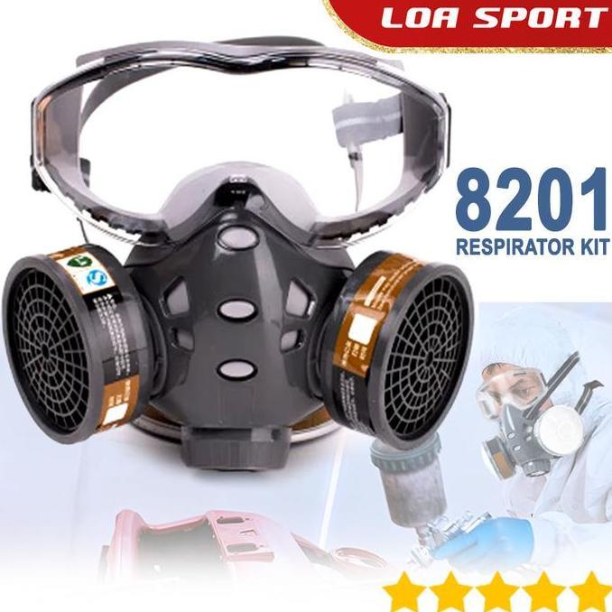 Masker Gas Respirator Full Face 8201 Cat Semprot Tambang Industri Lab