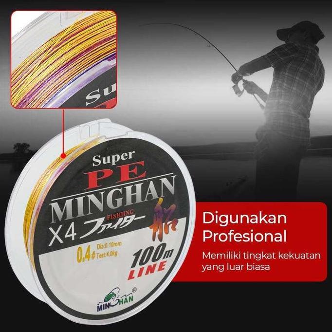 Senar Benang Tali Pancing Super PE 4 Braid Line 100m Ukuran 3.0 0.28mm (TERBAIK) (TERBARU) (TERMURAH