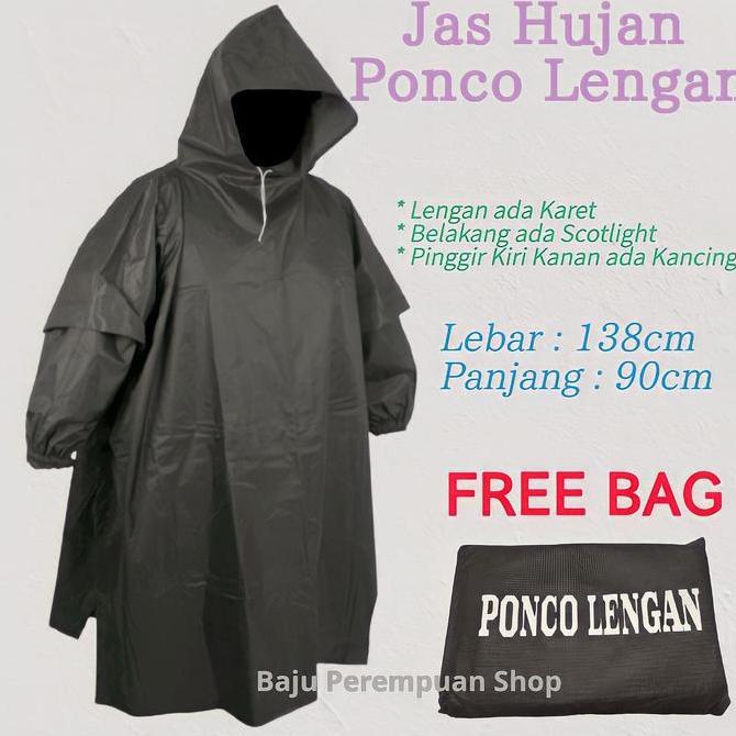 LA137 >> Jas Hujan Ponco Lengan Bahan Taslan Mirip Axio bukan Karet/Mantel Mantol Hujan Model Kalong