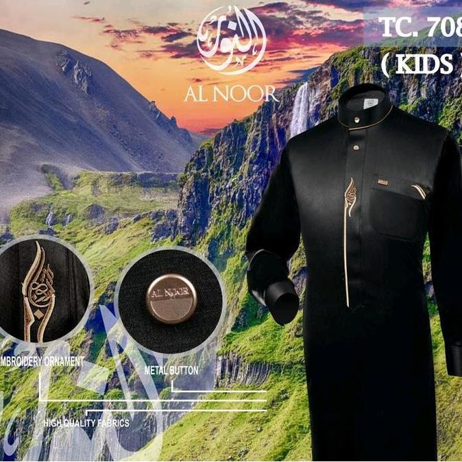 Tahan Lama  Jubah Alnoor Bordir Manset Remaja Hitam