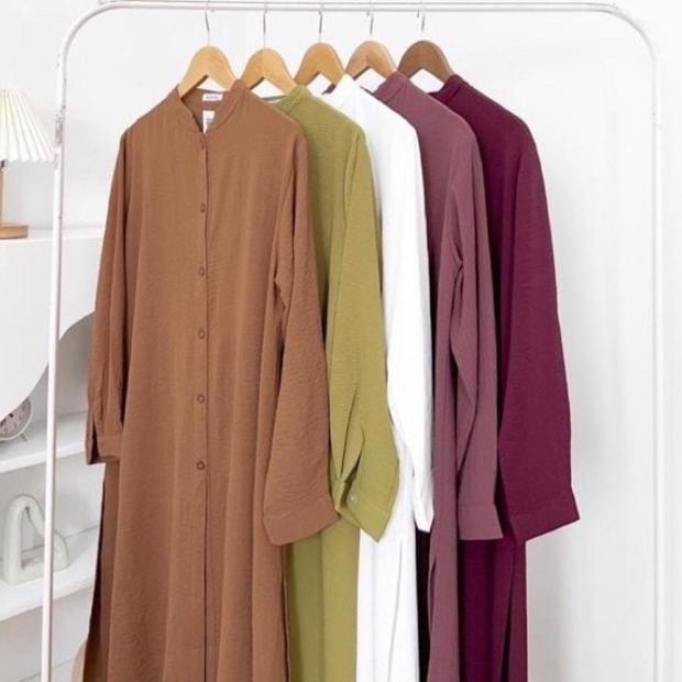 Laudya Tunik Crinkle Airflow Basic Kemeja Tunik Premium Long Tunik Wanita