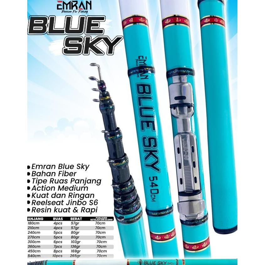 Joran Pancing Tegek Kolong Emran Blue Sky Bahan Fiber (TERBAIK) (TERBARU) (TERMURAH)