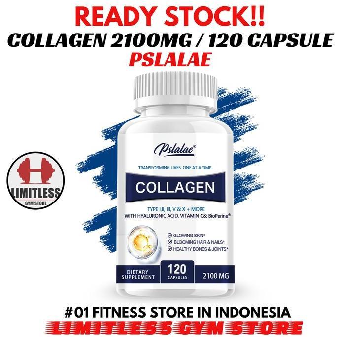 Pslalae USA Bovine & Fish Collagen Complex + Hyaluronic 120 Capsules Skin Health