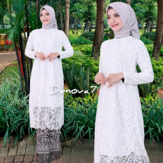 Set Kebaya Tunik Brokat Modern Mewah Seragam Hajatan Lamaran Pesta Pernikahan Setelan Tunic Brukat