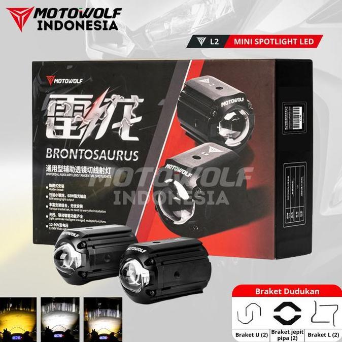 Promo Motowolf Brontosaurus Lampu Sorot Motor Mini D2 Intelligent Light Sensor L2 Diskon