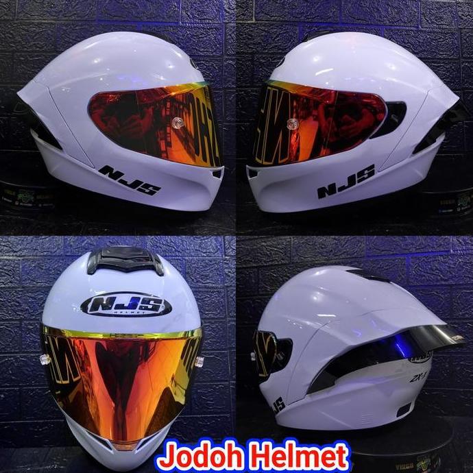 TERLARIS - NJS HELM ZX-1 SOLID WHITE DOUBLE VISOR PAKET GANTENG