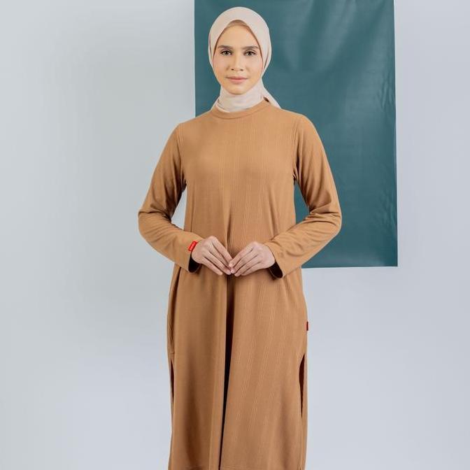 [DAUKY] Baju Atasan Tunik Panjang Kaos Knit Wanita L Tunic Knit Stripe