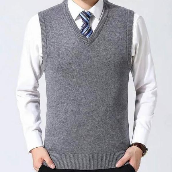 Rompi Pria Rajut Casual Keren Kantor Semi Formal Vest Bahan Knitting Benang Halus Nyaman Size Sxxl W