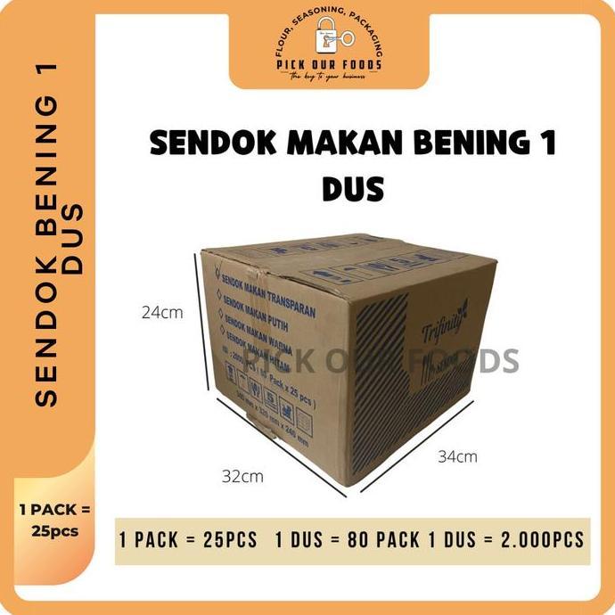 SENDOK MAKAN BENING | SENDOK MAKAN HITAM 1 DUS | SENDOK MAKAN PLASTIK