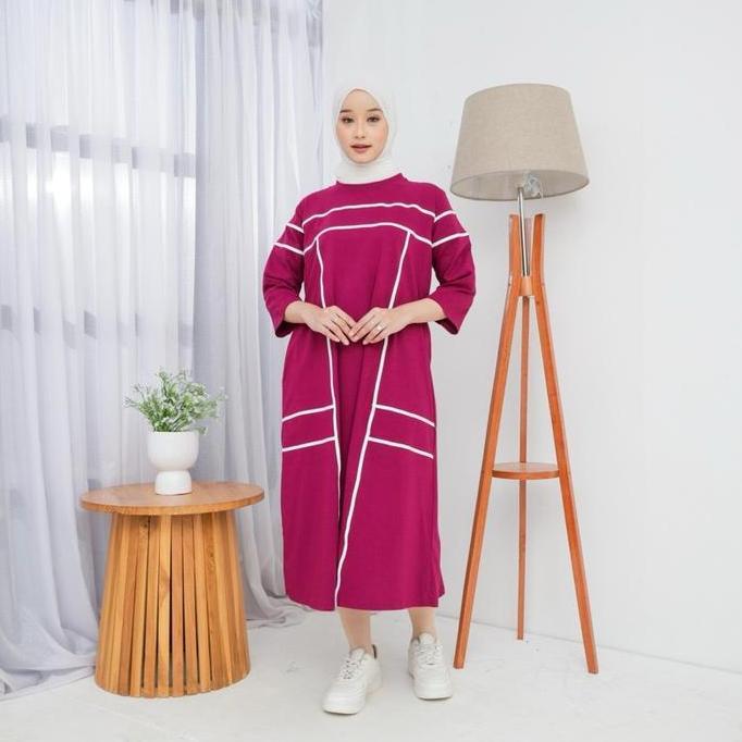 MIDI DRESS Viola combed 20s sablon plastisol kaos tunik premium wanita muslimah model baru best sell