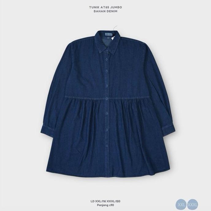 Anyo AT65 Atasan Tunik Denim Jeans Wanita Jumbo Blouse Shirt