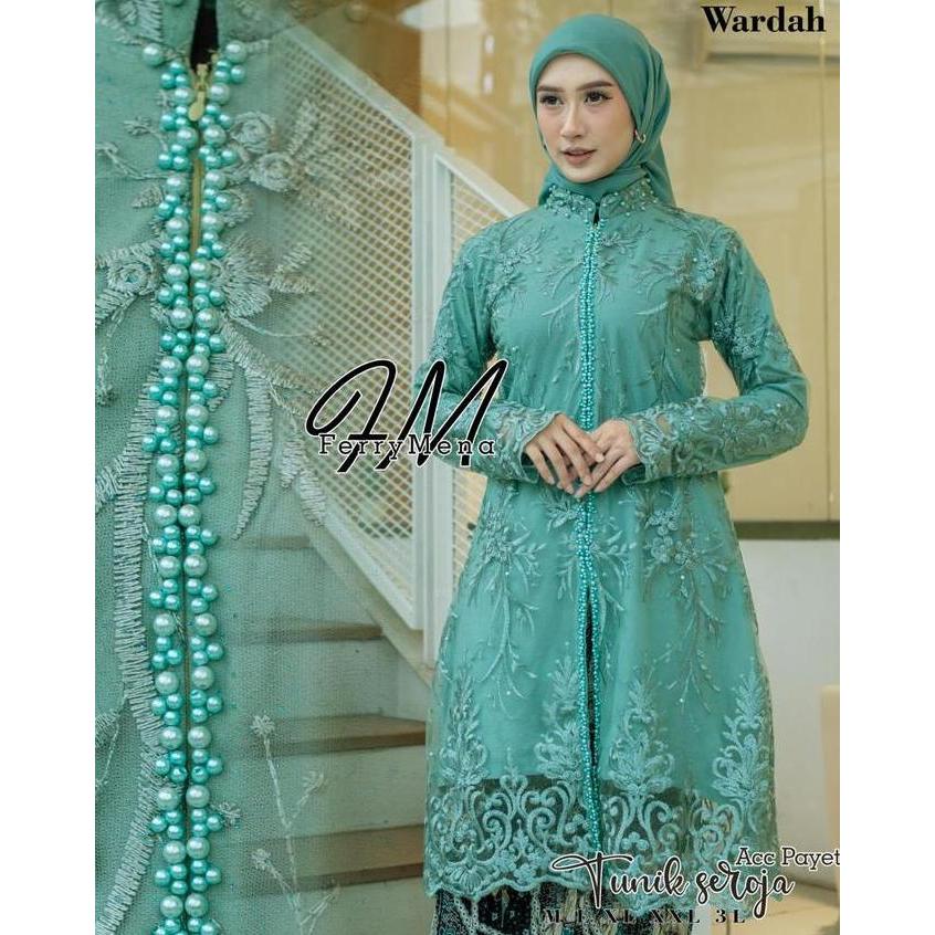 Atasan Seroja payet Terbaru Model Tunik Tulle Tebal Premium ( HANYA ATASAN  ) Tersedia Uk jumbo LD 1