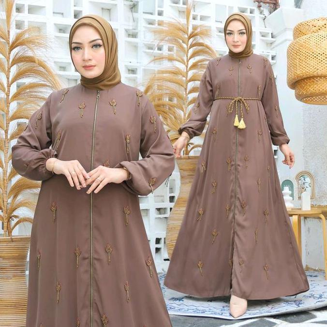 gamis abaya saraza tipe shania Muslim Wanita Dress Dewasa Remaja Syari Pesta Lebaran Hitam