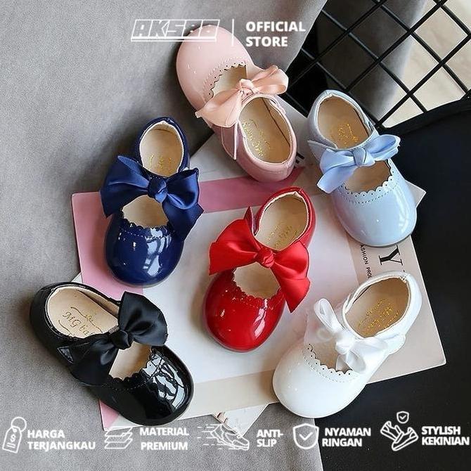 AV1 >> Sepatu anakflat shoes model pita cantik cocok untuk bayi perempuan usia 1 sampai 12 bulan sep