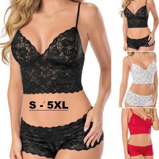 NEW Lingerie Set Bra+CD B-B Seksi Renda S-5XL