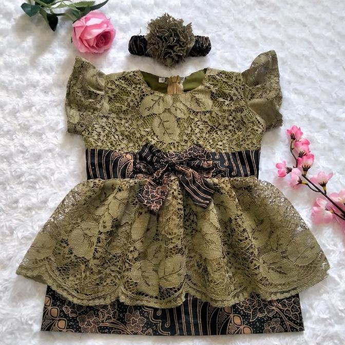 Promo Bulan Ini Kebaya Bayi / Kebaya Anak / Setelan Kebaya Hijau Olive