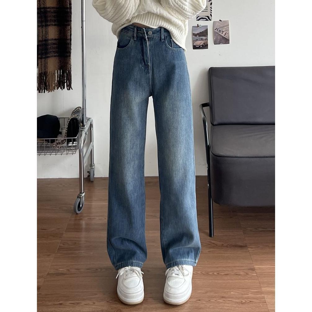 PROMO YOYO - Highwaist Celanan Jeans Wanita Kekinian korean style Celana Straight Loose Jeans Serbag