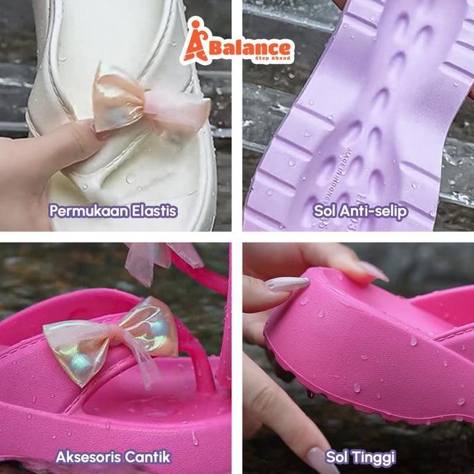 Berkualitas Air-Balance Sandal Japit Anak Wedges Perempuan Model Pita Lucu Slipper Eva Rubber Empuk 