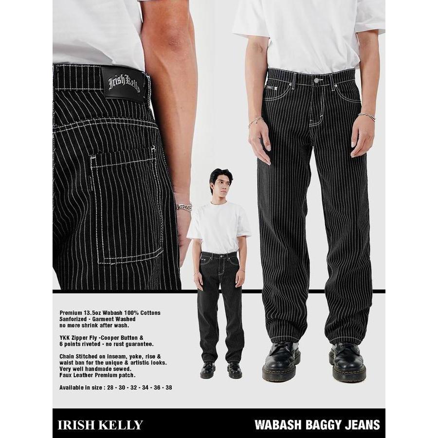 DR339 >> IRISH KELLY Wabash Baggy Jeans Long Pants Denim Black