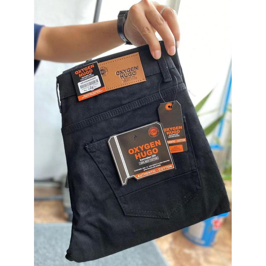 DB228 >> Oxygen Hugo Celana Jeans Hitam Black High Quality Bahan Stretch Nyaman Trendy Cocok Segala 