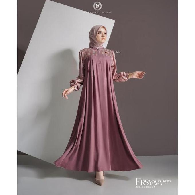 ERSYAVA DRESS MIDI NADHEERA LUXURY GAMIS RAYON PREMIUM SP ERSYAVA NADHERA TERBARU