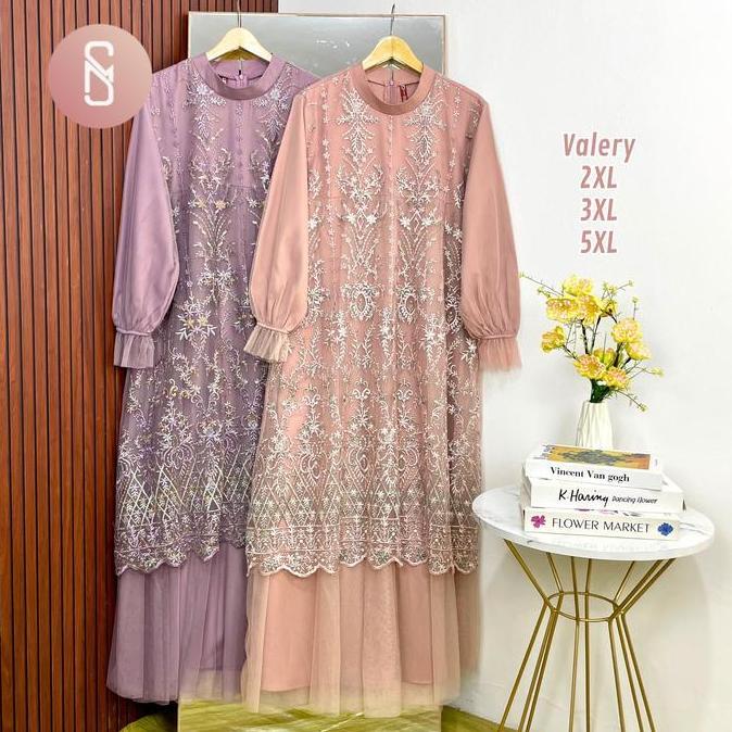 Myshawl Valery Dress Gamis Brukat Jumbo Syakila Motif Kasual Kondangan Wisuda Kekinian BSize Motif B