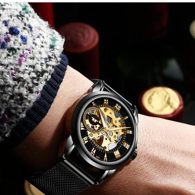 DI133 - BINBOND Jam Tangan OTOMATIS Pria Tanpa Baterai Luxury Stainless Steel Original Tahan Air Fas