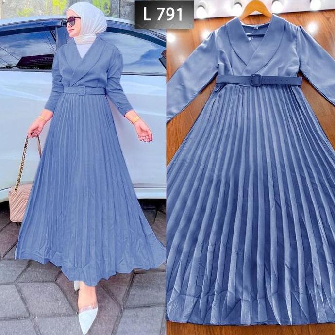 Joanne Fashion | Dress Gamis Panjang Wanita Muslimah Simple Fit Bahan Satin Crepe Premium Lembut (79