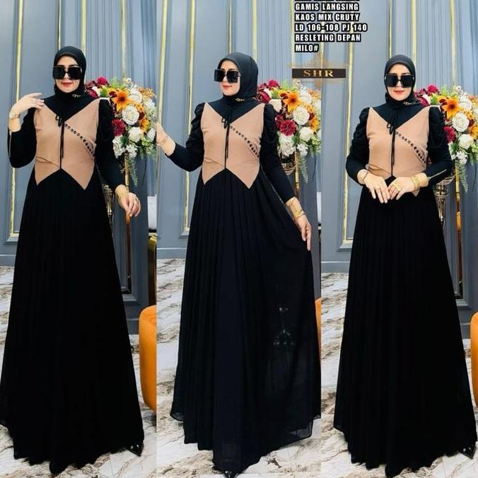 KODE GAMIS LANGSING KAOS RAJUT MIX CRUTY NEW MAXI DRESS BY SHR 100% ORI SHR