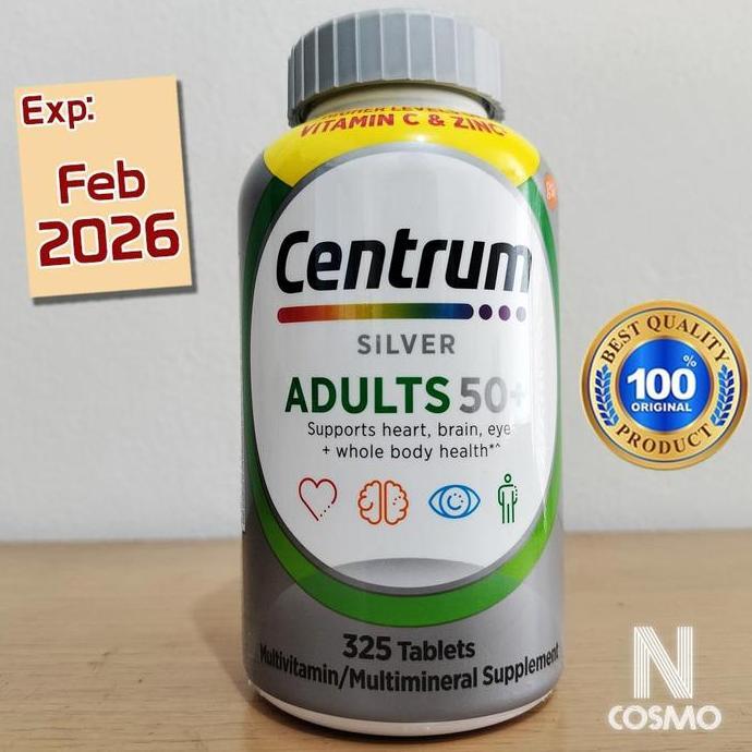 Centrum Silver Adults 50+ 325 Tablets Multivitamin Dukung Daya Tahan Tubuh