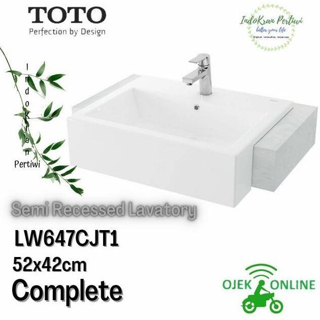 Wastafel TOTO LW647CJT1 (Complete/Semi Recessed Lavatory) /Wastafel Meja TOTO LW647CJT1 Semi/Ojek In