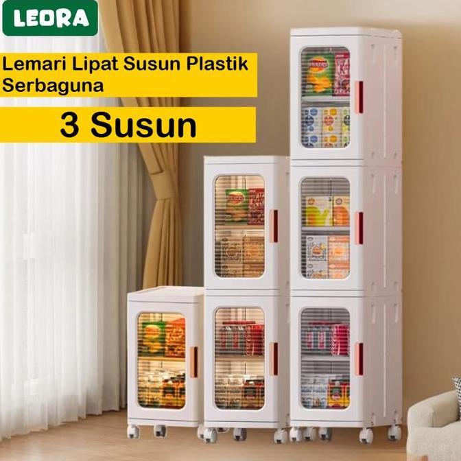 LEORA Lemari Lipat LEORA Lemari Pakaian Plastik Lemari Portable Lemari Plastik Susun Rak Sepatu Lema