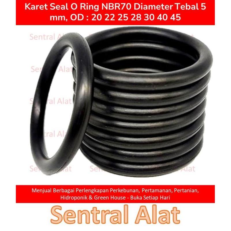 Karet Seal O Ring Nbr70 Diameter Tebal 5 Mm, Od : 20 22 25 28 30 40 45 50 55 60 70 75 80 85 90 95 10
