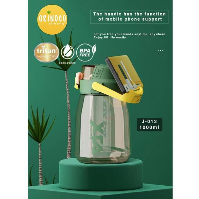 Botol Minum Besar J-012 Bottle Plastik Dengan Tali Panjang 1000ML Anti Tumpah Bpa free