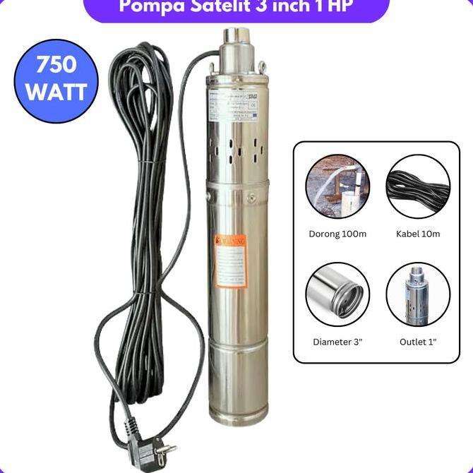Promo| Pompa Satelit Sibel 3" Inch 100 Meter Pompa Rendam Sumur Tanam Pompa Submersibel Ac 220V Pomp
