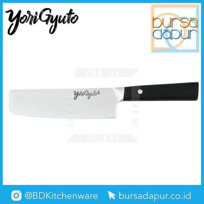 BEBAS ONGKIR - Yori Gyuto Nakiri (Mini-Chopper) Knife 17 cm / Pisau Stainless Steel Gagang Hitam