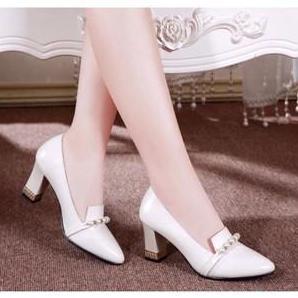 Flash Sale Sepatu Pantofel Putih Wanita Tm13 Premium High Heels Hak 5Cm Kerja Kantor Pesta Formal Ko