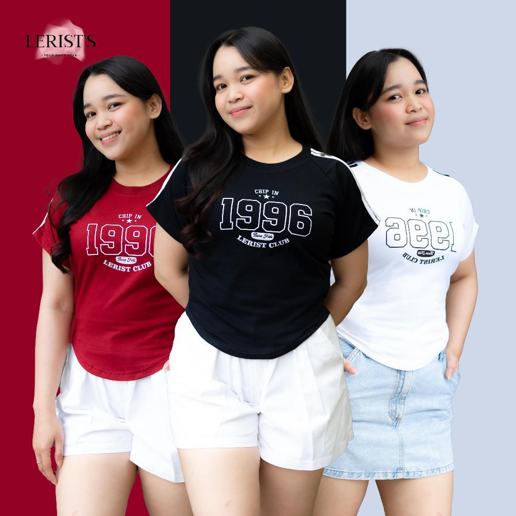 CROP CHIP IN 1996 LERIST CLUB WOMEN - Tshirt Crop Round neck top tee Kaos atasan wanita cotton combe