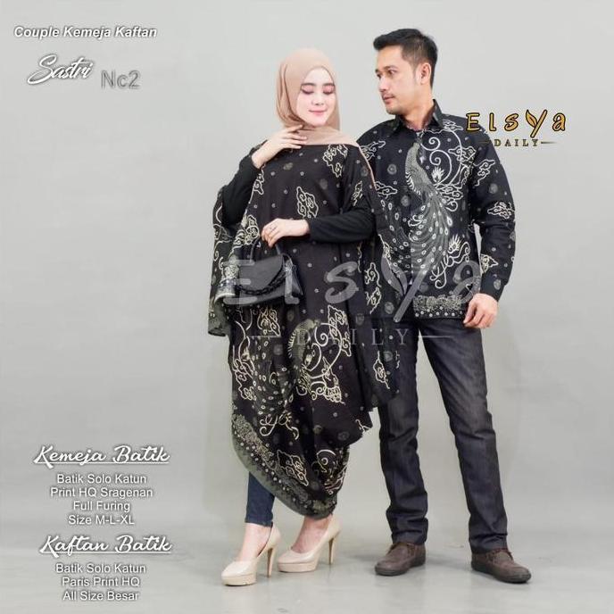 Sarimbit Kaftan MERAK HITAM / Couple dress batik kaftan Asimetris / baju couple kondangan