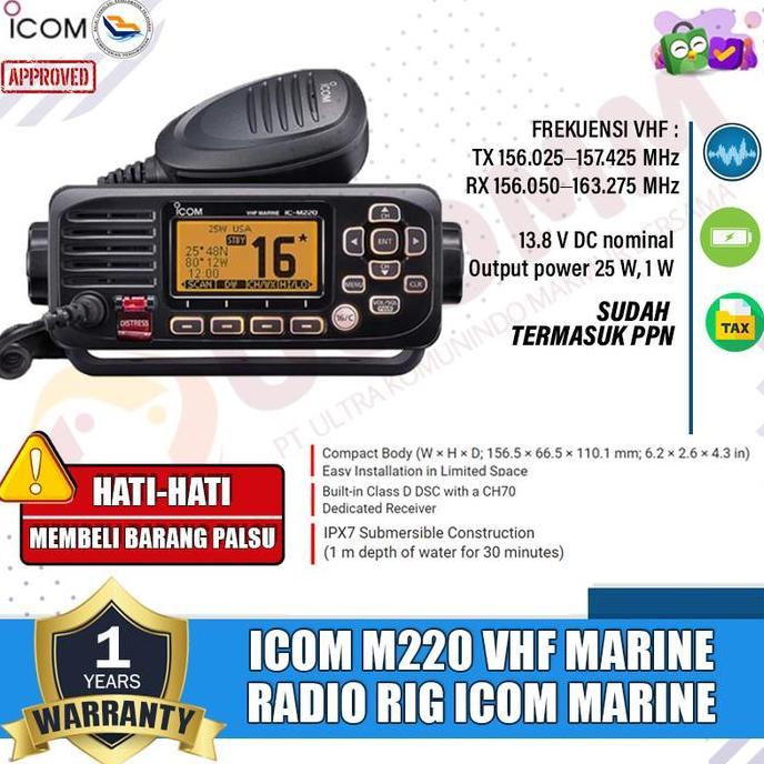 Icom IC M220 M 220 Vhf Radio Rig Marine Icom M-220 Original Garansi