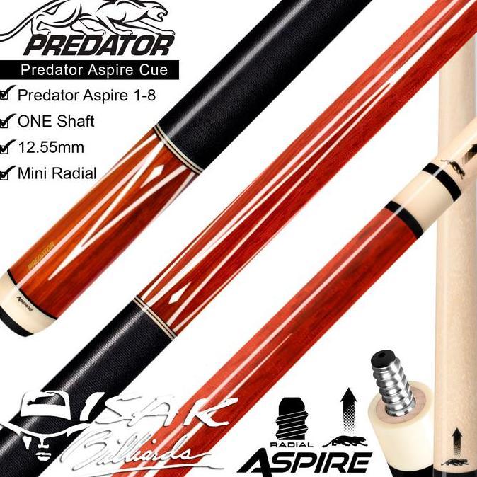 Predator Aspire 1-8 Pool Cue | low Deflection Radial Stick Billiard
