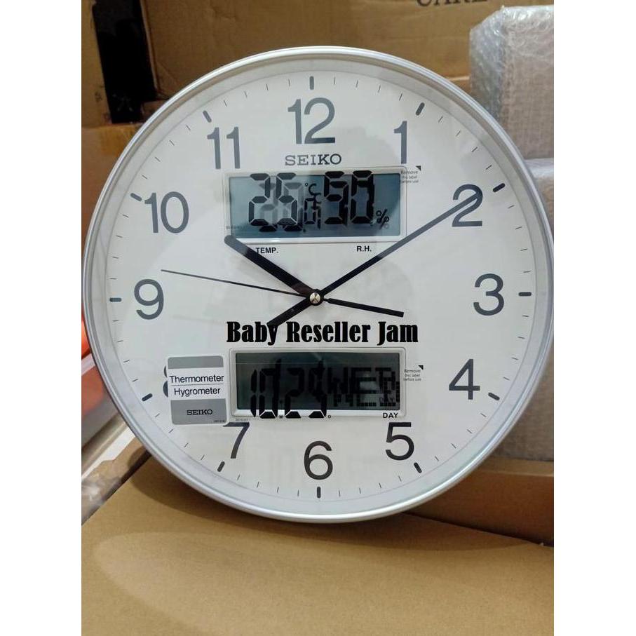 Jam Dinding SEIKO Japan Tanggal Hari QXL013S QXL013 Silver Original terlaris