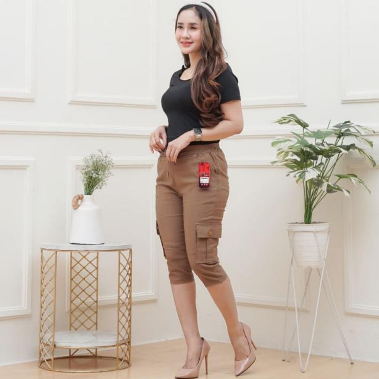 BEST SELLER CELANA PENDEK WANITA 7/8 KANTONG CARGO JUMBO