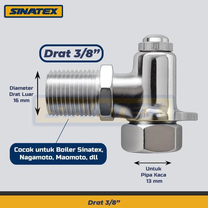 Eltrikboy- Kran Kaca Boiler Setrika Uap Elbow Kaca Tabung Boiler Setrika Uap 3/8" 1/2" Sinatex Nagam
