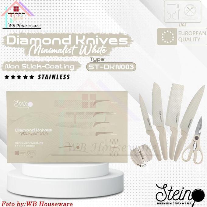 STEINCOOKWARE Minimalis White diamond knive set /Kitchenware Alat Dapur Masak Pisau Anti Karat /moti