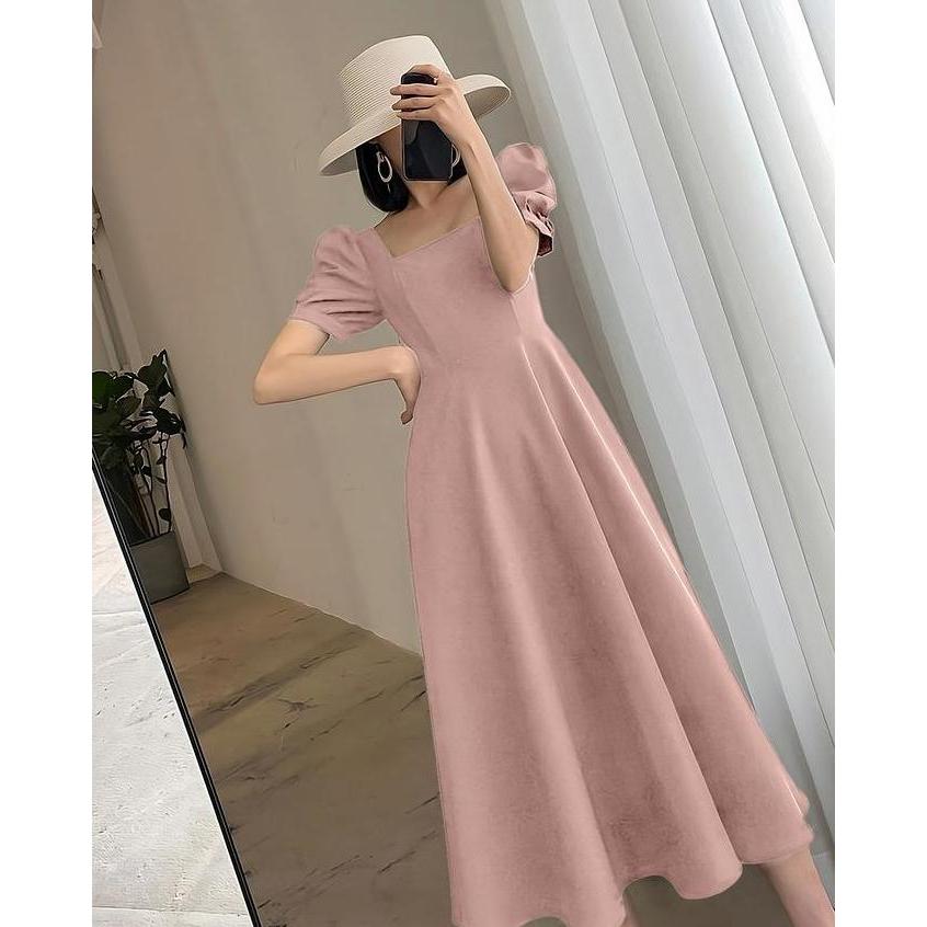 Mbgx- Alicia | Hyuna Midi Dress Korean Look Fashion Wanita Midi Gaun